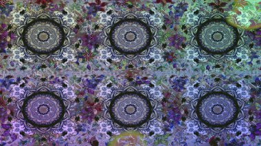 Altın karalama fantezi yapraklarından ve gri renkli çiçeklerden Raster soyut çiçek çelengi. El yapımı dekoratif çerçeve, albüm kapağı, tebrik kartı, klasik Art deco tarzı.