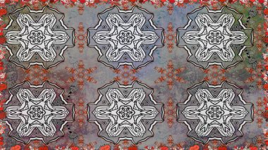 Süslü kumaş deseni. Renkli Bahar Temalı Kusursuz Arkaplan. Düz Çiçek Elementleri Tasarımı. Raster illüstrasyonunda kusursuz çiçek deseni.