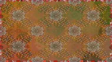 Çiçeksiz desenli arka plan. Kahverengi renkli çiçekler. Tişört baskısı için çiçek boyama rasteriName.