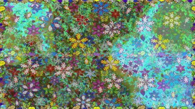 Güzel kumaş deseni. Düz çiçek öğeleri tasarım. Yaz tema Dikişsiz desen arka plan rengi. Trendy sorunsuz çiçek deseni içinde Raster illüstrasyon.