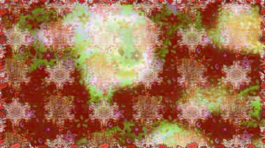 Raster illüstrasyonu. Kusursuz bir arka plan modeli. Suluboya, elle çizilmiş. Kahverengi yapraklı yabani çiçekler.