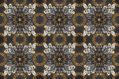 Klasik klasik klasik arka plan. Geleneksel oryantasyon süsü. Kusursuz klasik raster altın desenli. Gri ve kahverengi renklerde altın desenli altın elementler.