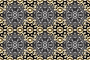 Damask pürüzsüz süsü. Klasik oryantal desen gri ve bej renklerden önce gelir. Geleneksel raster ve altın desen.