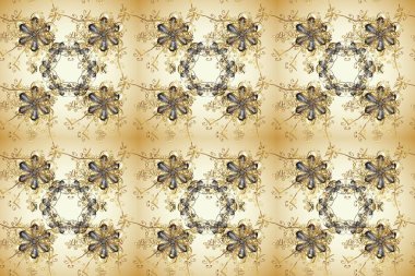 Kusursuz desenli oryantal süs. İslam tasarımı. Raster altın tekstil baskısı. Çiçek kiremitleri. Altın desenli bej, nötr ve kahverengi altın elementlerle.