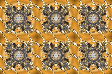 Sarı, gri ve kahverengi renkli ve altın elementli geleneksel altın sarısı deseni. Barok tarzında kusursuz bir doğulu süsü..
