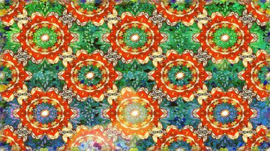 Yeşil ve altın desenli. Tekrarlayan elementlerle kusursuz soyut arkaplan. Zarif raster klasik desen.