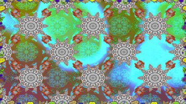 Düz Çiçek Elementleri Tasarımı. Renkli Bahar Temalı Kusursuz Arkaplan. Çiçekli, kusursuz bir arkaplan. Çocuk stili.