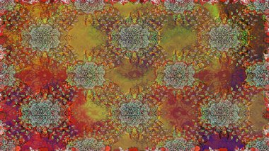 Renkli Bahar Temalı Kusursuz Arkaplan. Kahverengi renkte zarif çiçekli suluboya. Raster illüstrasyonu. Düz Çiçek Elementleri Tasarımı.