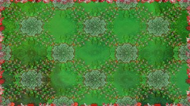 Yeşil renkte çiçeklerle süslenmiş kusursuz çiçek deseni. Suluboya tarzında yeşil renkte çiçekler.