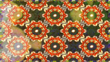 Altın antika ortaçağ dekoratifi, yapraklar ve kahverengi renkli altın desenli süslemeleri olan pürüzsüz bir desen. Kusursuz kraliyet lüksü, altın barok kumaş rengi..