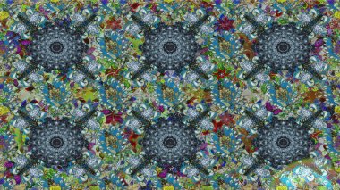 Çiçeksiz desenli arka plan. Mavi renkli çiçekler. Renkli Bahar Temalı Kusursuz Arkaplan. Düz Çiçek Elementleri Tasarım Raster illüstrasyonu.