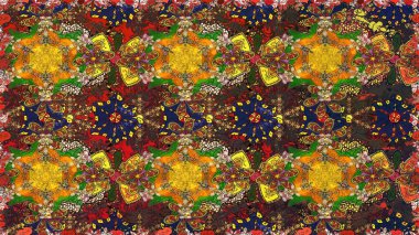 Raster illüstrasyonu. Raster illüstrasyonunda kusursuz çiçek deseni. Kahverengi renklerde. Güzel kumaş deseni.