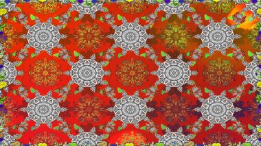 Raster illüstrasyonunda kusursuz çiçek deseni. Suluboya tarzında kırmızı renkte çiçekler.