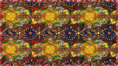 Seamless pattern. Organic motif background. Raster illustration. Ultrafashionable fabric pattern.