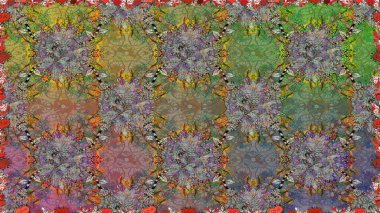 Renkli Bahar Temalı Kusursuz Arkaplan. Sevimli çiçek raster deseni. Düz Çiçek Elementleri Tasarımı. Gri renkli çiçekler.