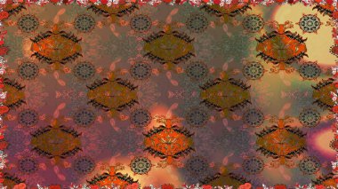 Kahverengi renklerde. Güzel kumaş deseni. Raster illüstrasyonunda kusursuz çiçek deseni. Raster illüstrasyonu.