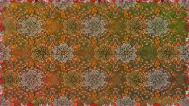 Çiçeksel kahverengi, pürüzsüz desen. Klasik taslak çizimi. Raster çiçek izi..