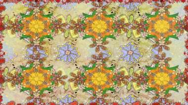 Tarafsız renklerde yaz çiçekleri. Raster deseni. Raster illüstrasyonu. Küçük çiçekte sevimli çiçek deseni var..