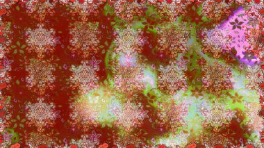 Raster illüstrasyonu. Kahverengi renkli çiçekler. Kusursuz çiçek deseni. Raster illüstrasyonu. Asya tekstil tarzında.