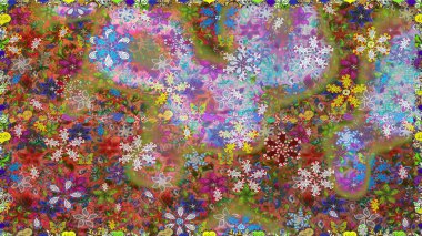 Çiçekler, yapraklar, dekoratif elementler, sıçramalar, lekeler, el çizimleri çizimleri ve Doodle çizimleri, grafik raster çizimleri.