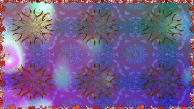 Mor renkli çiçekler. Çiçeksiz desenli arka plan, darbeler, sıçramalar, yaz çiçekleri. Raster illüstrasyonu.