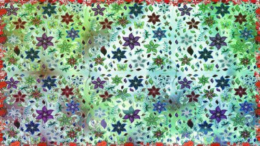 Raster illüstrasyonu. Tarafsız renklere karalamalar çizen kusursuz çiçek deseni.