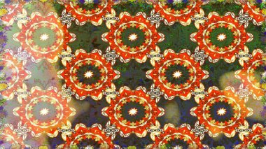 Kahverengi renklerde altın desenler ve altın elementler. Barok tarzında kusursuz bir doğulu süsü. Raster oryantal süs. Geleneksel klasik altın desen.