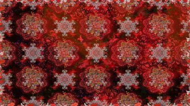 Renkli Yaz Temalı Kusursuz Arkaplan. Kırmızı renkte çiçekler. Sevimli çiçek raster deseni. Düz Çiçek Elementleri Tasarımı.