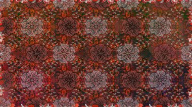 Kabile sanatı boho baskısı, klasik çiçek arkaplanı. Arkaplan dokusu, duvar kağıdı, kahverengi renkli çiçek teması. Soyut etnik raster pürüzsüz desen.