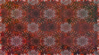 Kahverengi renkli çiçekler. Düz Çiçek Elementleri Tasarımı. Çiçeksiz desenli arka plan, yaz çiçekleri. Renkli Bahar Teması Kusursuz Arkaplan.