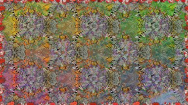 Raster deseni. Raster illüstrasyonu. Gri renklerde bahar çiçekleri. Patlayan çiçekler soyut yerleştirilmiş.