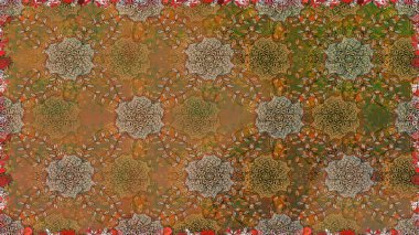 Küçük çiçekteki sevimli çiçek deseni. Raster illüstrasyonu. Kahverengi renkte çiçekler.