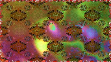 Raster deseni. Bahar çiçekleriyle desen dalla, kahverengi renklerle çiçek siluetiyle.