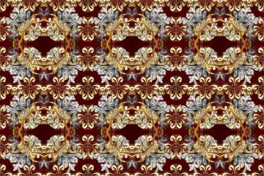 Çiçek süsü kumaş deseni, cam, çiçek desenli metal kahverengi ve bej renklerinde altın elementler. Klasik raster altın pürüzsüz desen.