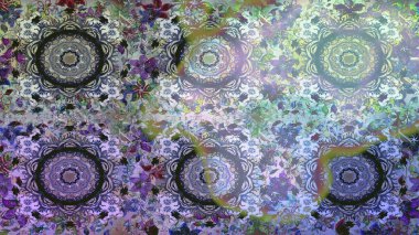 Kusursuz kıvırcık saçlar. Raster altın desen. Doğulu stil, altın elementlerle altın deseni nötr renklerle donatır..