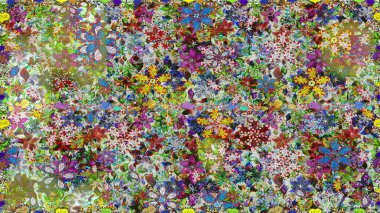 Tarafsız renklerde çiçekler. Renkli Bahar Temalı Kusursuz Arkaplan. Düz Çiçek Elementleri Tasarım Raster illüstrasyonu. Çiçeksiz desenli arka plan.