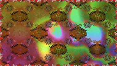 Düz Çiçek Elementleri Tasarımı. Kahverengi renkli çiçekler. Renkli Bahar Temalı Kusursuz Arkaplan. Sevimli çiçek raster deseni.