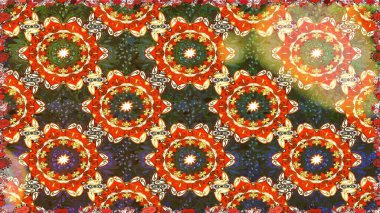 Kusursuz ortaçağ çiçek deseni. Dekoratif simetri arabesk. Doğum günü kartı, davetiye ya da afiş için iyidir. Raster illüstrasyonu. Kahverengi renklerde altın.