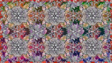 Gri renkli çiçekler. Renkli Bahar Temalı, pürüzsüz bir arka plan. Çiçekli, suluboya desenli kusursuz çiçek deseni. Düz Çiçek Elementleri Tasarım Raster illüstrasyonu.