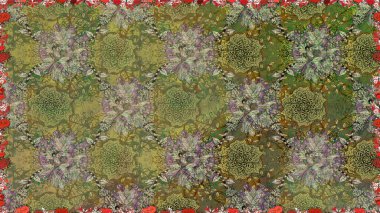 Raster illustration. Seamless floral pattern in folk style with flowers, leaves. Hand drawn.