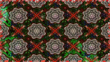 Çiçek ve yapraklı çiçek deseni. Raster illüstrasyonu. Küçük çiçekli şirin desen.