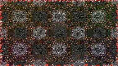 Elle çizilmiş çiçek deseni (fayans). Tekstil için dikişsiz suluboya desen. Sevimli çiçekleri, desenleri, gri renkleri olan renksiz desenler..