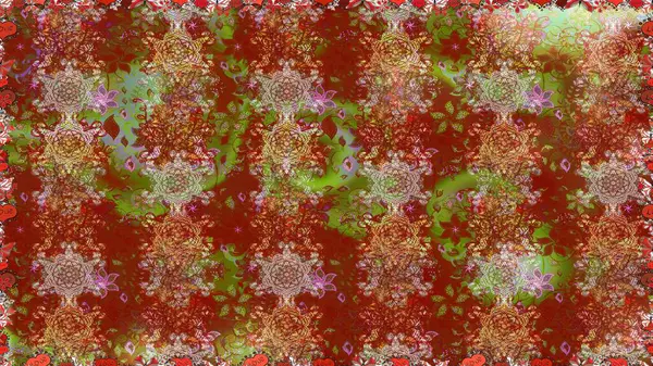 Şirin çiçekli kusursuz desen ve kahverengi renklerde yapraklar suluboya çiçek deseni, duvar kağıdı, kart veya kumaş için fayanslı. Raster illüstrasyonu.