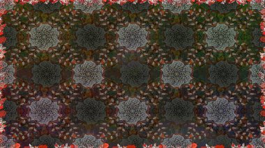 Elle çizilmiş çiçek deseni (fayans). Tekstil için dikişsiz suluboya desen. Sevimli çiçekleri, desenleri, gri renkleri olan renksiz desenler..