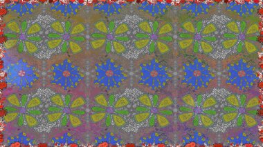 Parlak renkli çiçekleri ve gri renkli yaprakları olan kusursuz çiçek desenleri. Modern çiçek arkaplanı. Moda baskıları için zarif bir şablon. Halk stili.