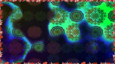 Raster illüstrasyonu. Ultraviyole kumaş deseni. Kusursuz desen. Organik motif arkaplanı.