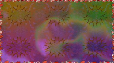 Düz Çiçek Elementleri Tasarımı. Raster illüstrasyonunda kusursuz çiçek deseni. Kahverengi renkli çiçekler. Renkli Bahar Teması Kusursuz Arkaplan.