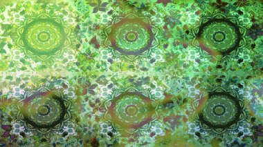 Kusursuz desenli altın elementler. Altın şablon. Kart, duvar kağıdı, ambalaj ve tekstil için klasik tasarım. Raster illüstrasyonu. Klasik çiçek dokusu. Yeşil renkte kraliyet retro 'su.