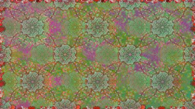 Güzel kumaş deseni. Renkli Yaz Temalı Kusursuz Arkaplan. Raster Illustrasyon 'da moda olmayan çiçek deseni. Düz Çiçek Elementleri Tasarımı.