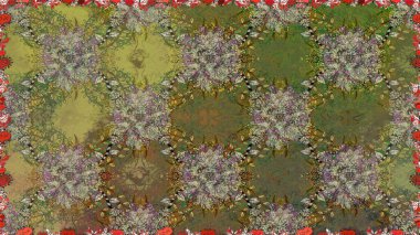 Kahverengi renkli çiçekler. Düz Çiçek Elementleri Tasarımı. Renkli Bahar Temalı Kusursuz Arkaplan. Raster illüstrasyonunda kusursuz çiçek deseni.